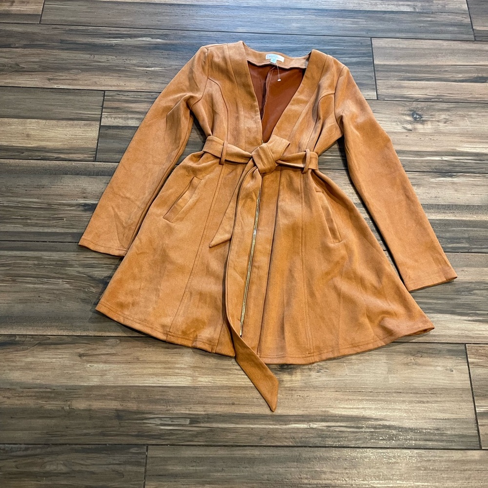 Triple 7 Women's Camel Belted Trench Coat